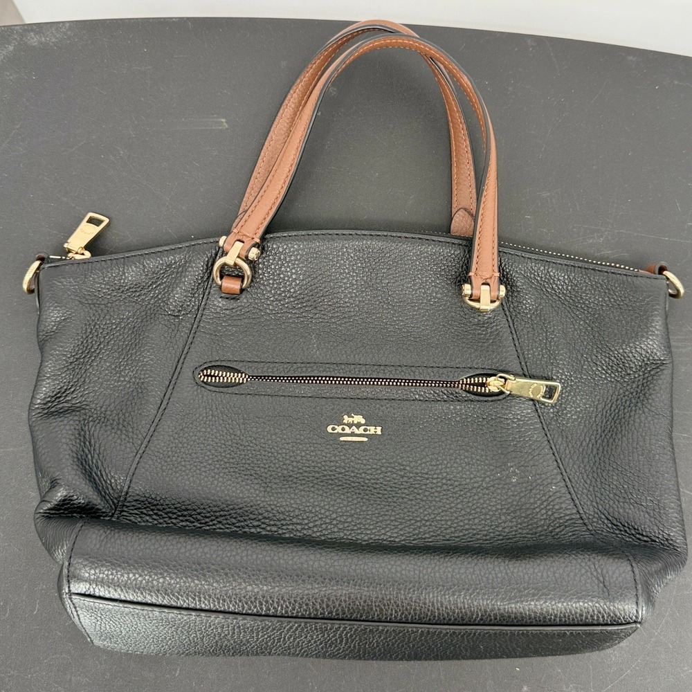 Coach Prairie Satchel Black Pebbled Leather Handbag Gold Hardware F58857 - Picture 7 of 10